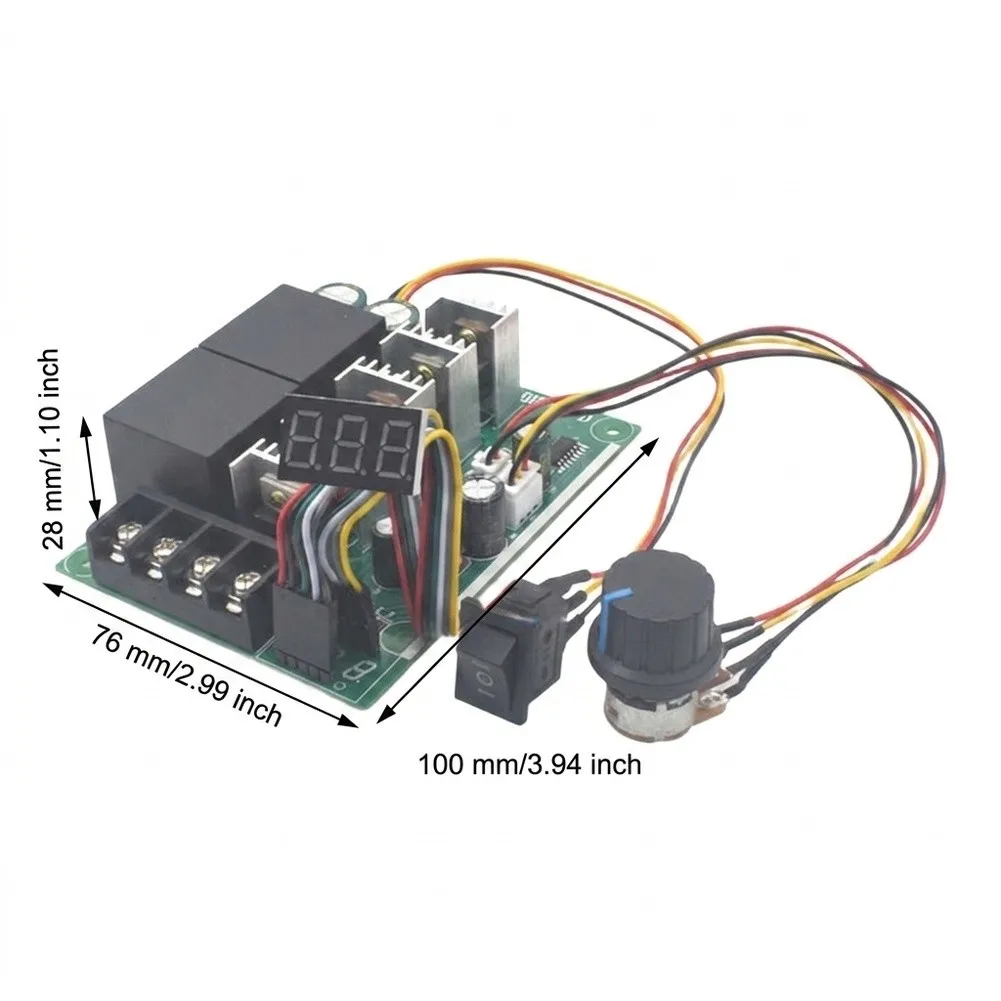 DC Motor Driver Module Featuring Digital Output Display Forward Reverse Operation and Terminal Block Wiring DC10-55V 40A 60A