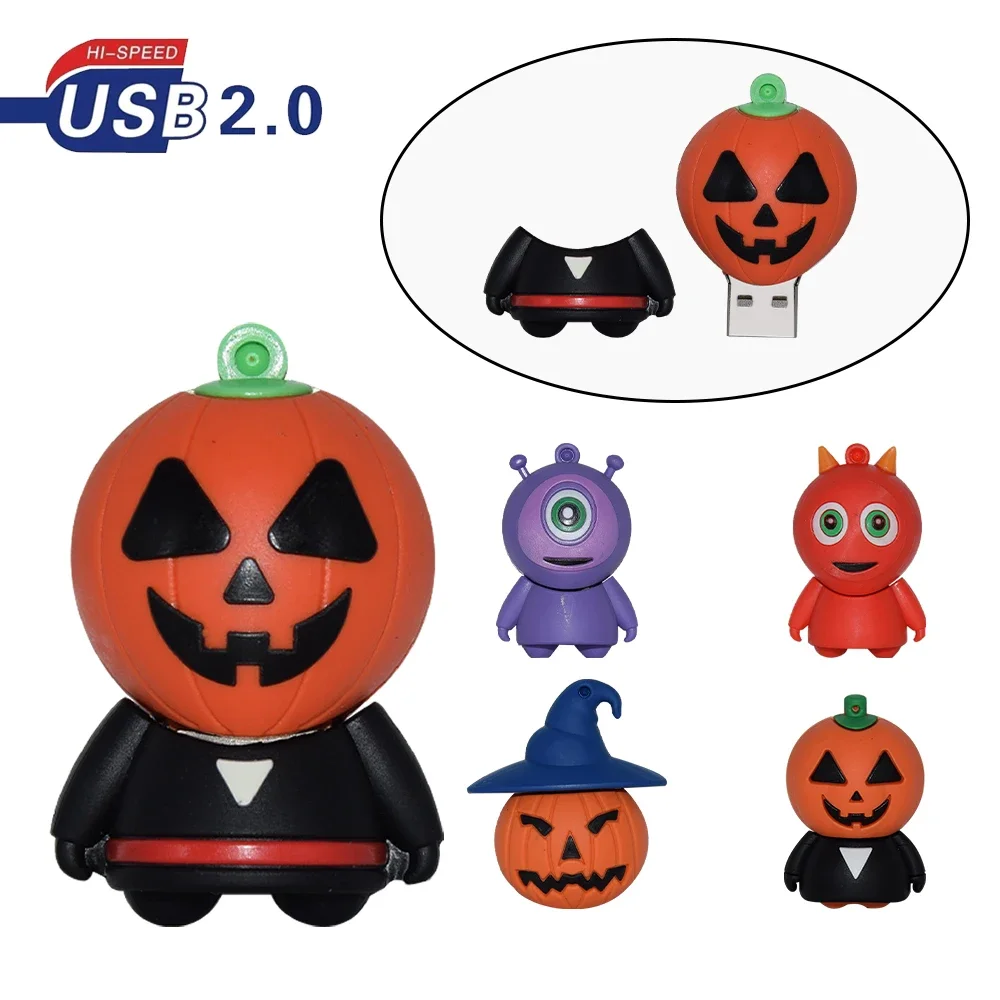 Cartoon Skull Pen Drive 64GB 128GB Funny USB2.0 Flash Drive 32GB Pendrive 16GB Cool Memory Stick 8GB 4GB Creative Gifts For Kids