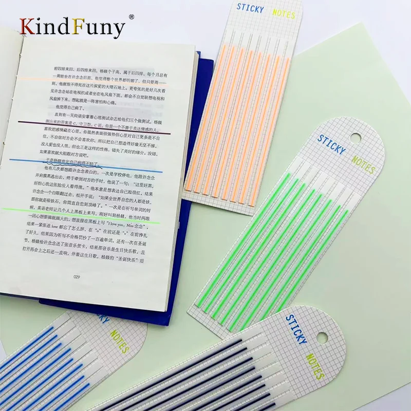 

9 Упаковок цветных наклеек KindFuny, прозрачные флуоресцентные индексные язычки, отметка, Закладка, школьные и офисные принадлежности, канцелярские принадлежности