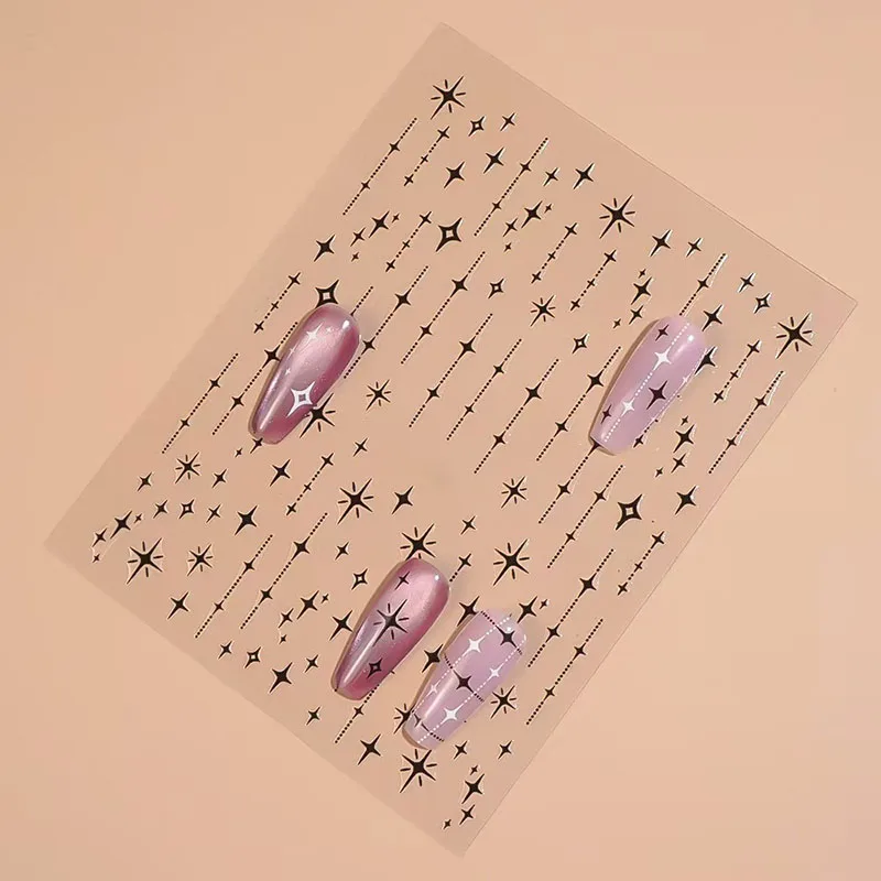 3D Stern Nail Art Aufkleber Abziehbilder Selbstklebendes Metall Silber DIY Nagelaufkleber Dekoration Abziehbilder Maniküre Zubehör – Detail 4