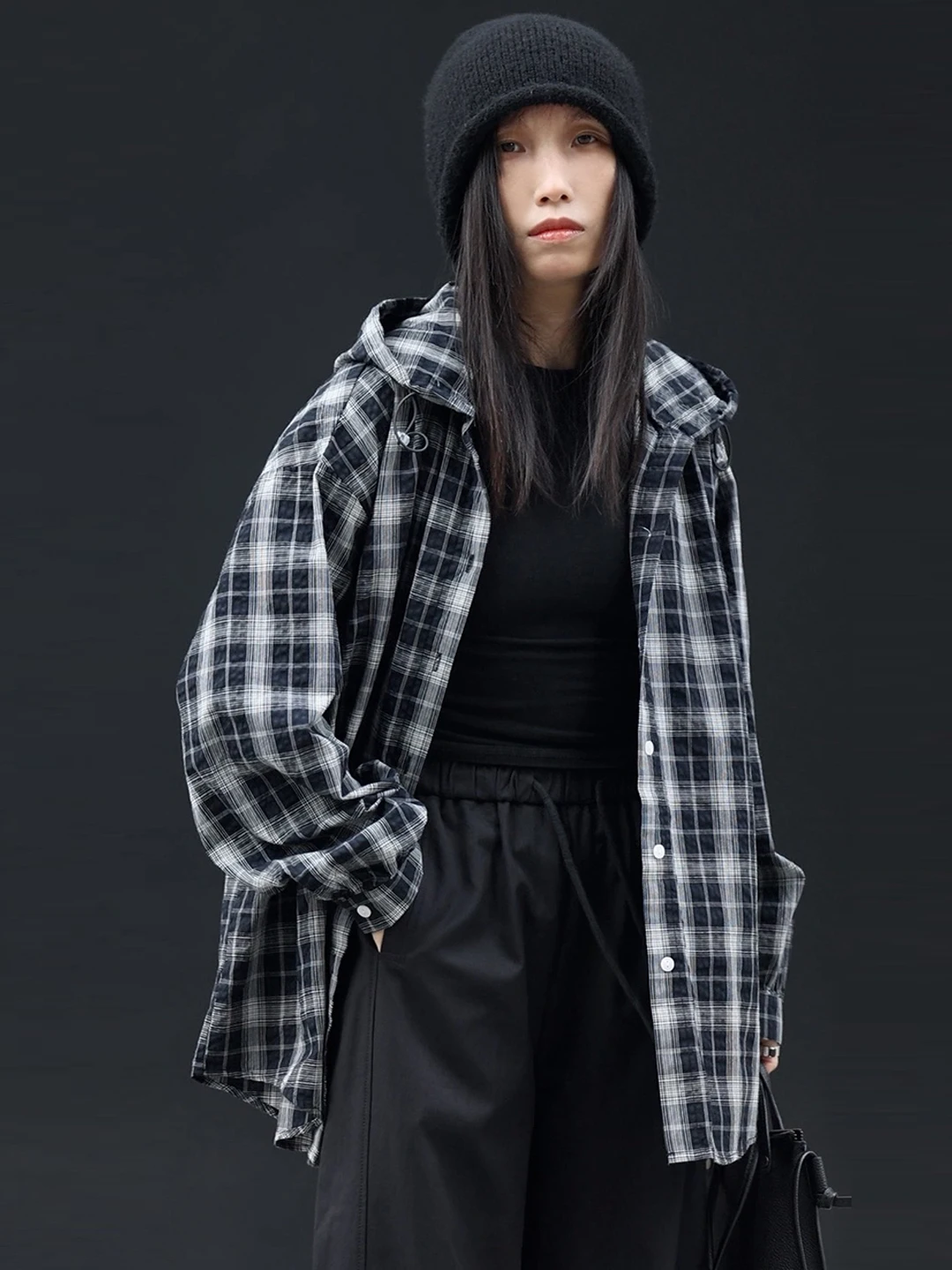 

Spring Summer American Retro Plaid Hooded Sun Protection Shirt Jacket Women Loose Couple Short Casual Thin Cotton Shirt