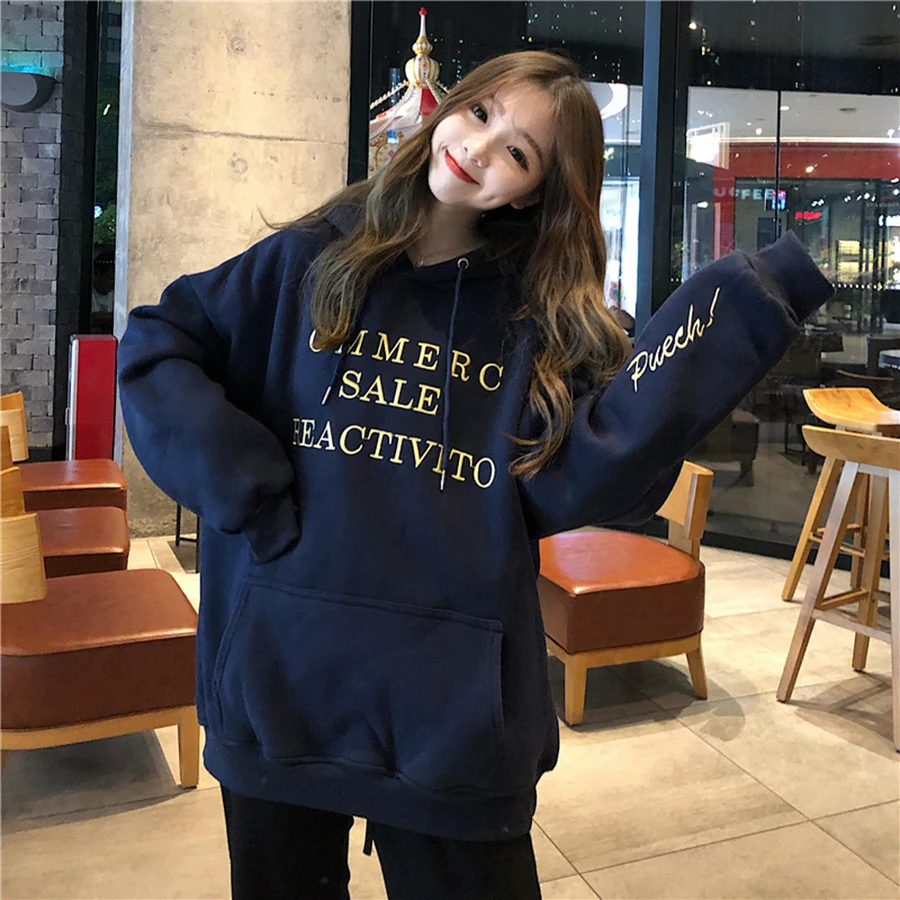 

Girls Letter Embroidery Hooded Pullovers Korean Loose Hoodies Women Fashion Casual Plus Size Sweatshirt With Pocket 2025