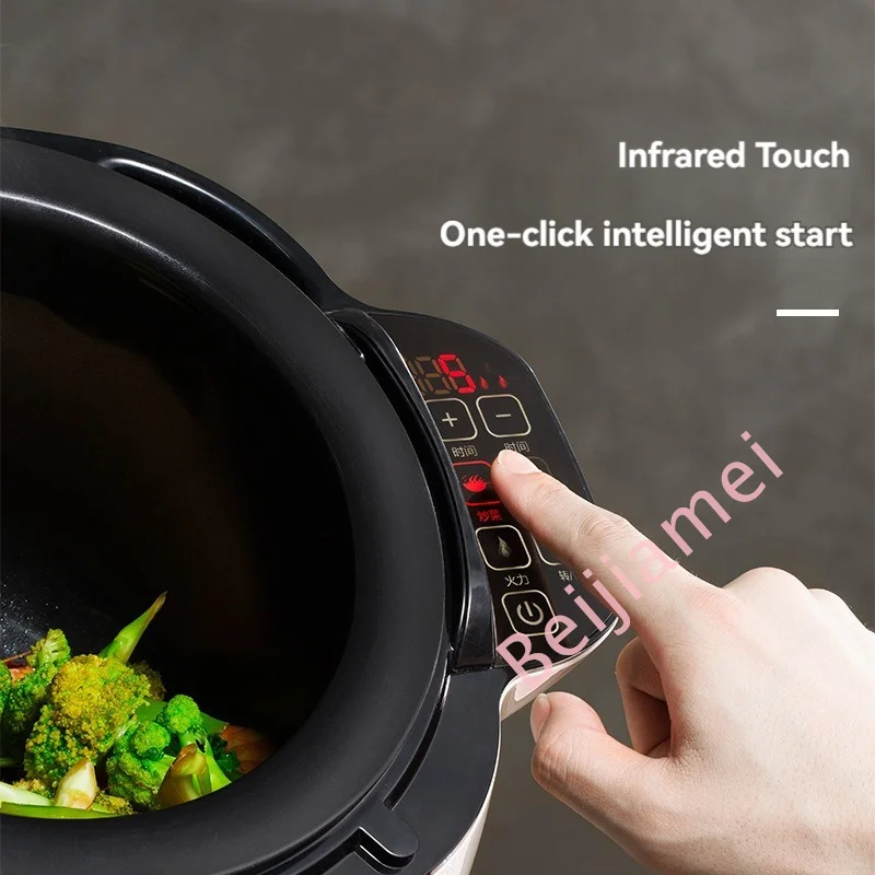 6L Professional Fried Rice Cooking Machine Automatic Intelligent Cooking Wok Machine Nonstick Coating Food Stir Frying Pot 110V