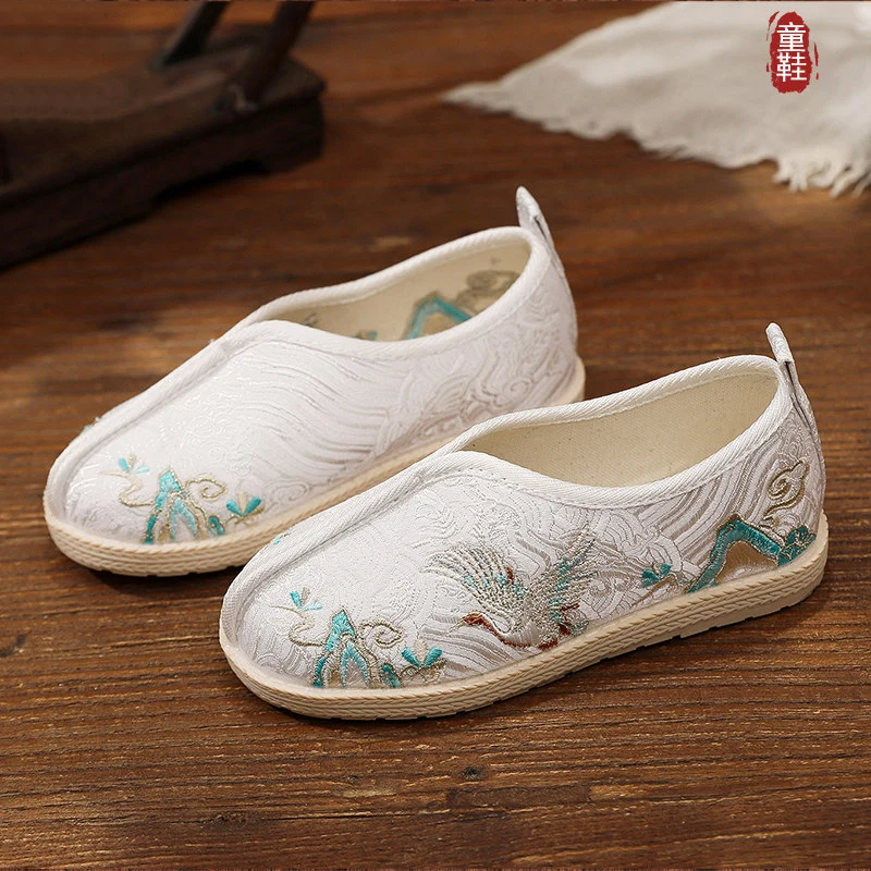 Boys Hanfu Shoes Spring Autumn Chinese Style Ancient Costume Old Beijing Cloth Shoes Kids Embroidered Little Boy Summer Casual