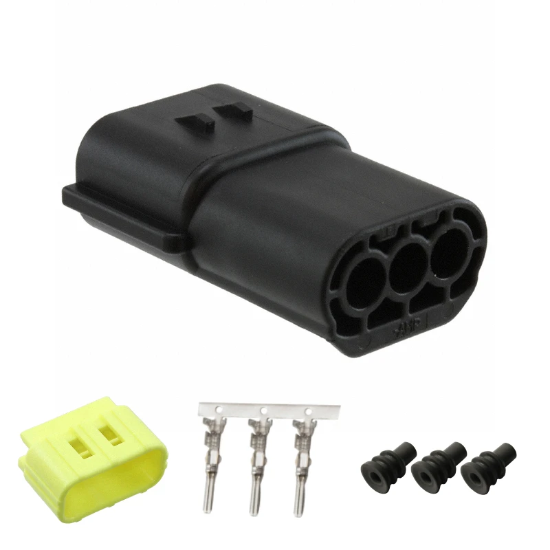 174357-2,070 Econoseal Mark-2 Series Plug,Male-Female Mating,Sealable,3P,0.189 in Centerline,Wire-to-Wire,Housing,174359-2