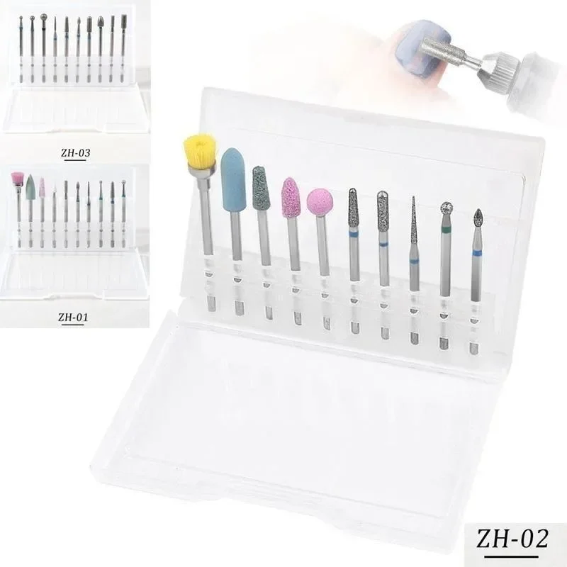 

10Pcs Nail Drill Bits Set Electric Manicure Rotate Burr Gel Polishing Tools Cutters Manicure Accessory