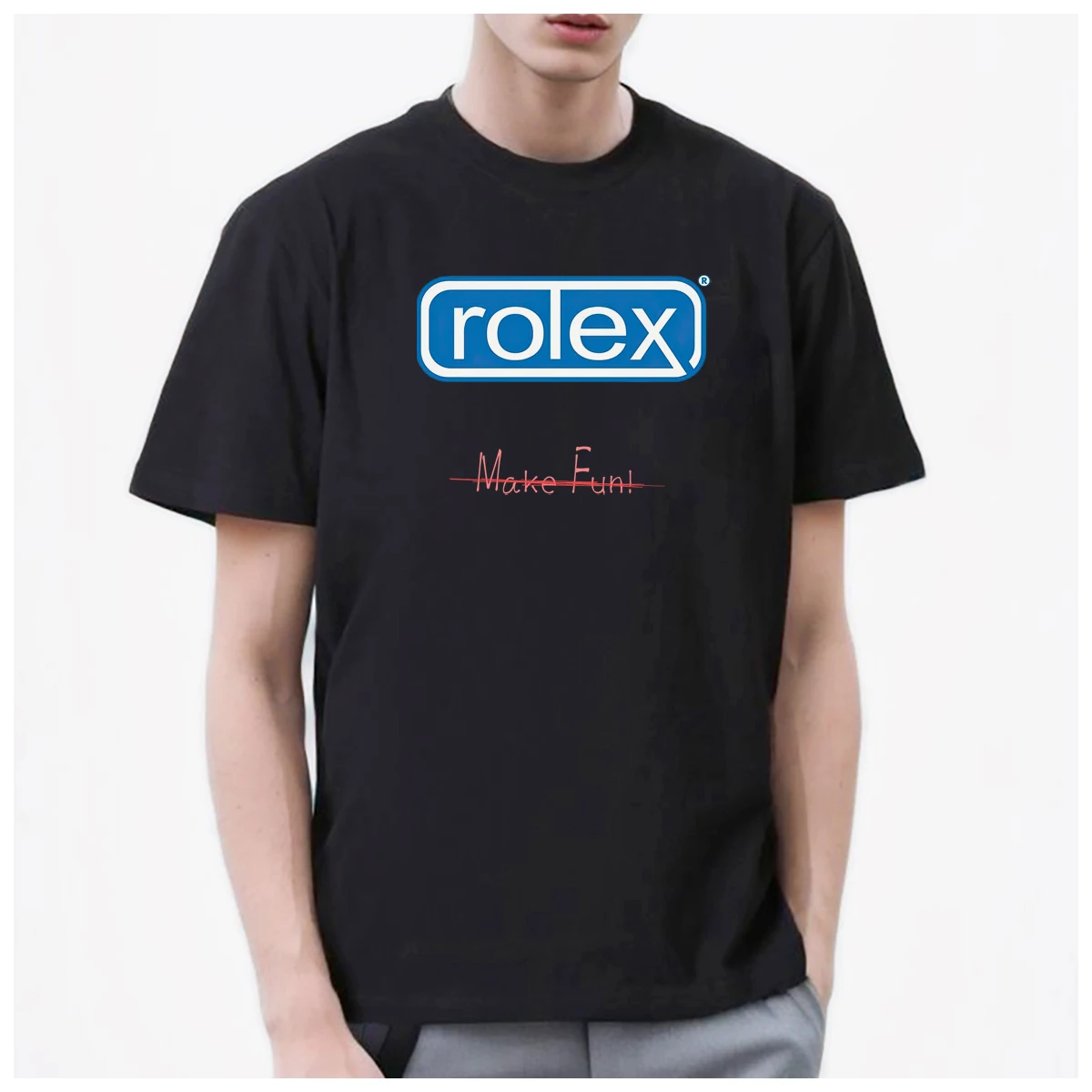 Trademark mixed logo creation funny ro-lex net-flix men's t shirt Women Fashion 100% Cotton summer casual Breathable Couple Tops