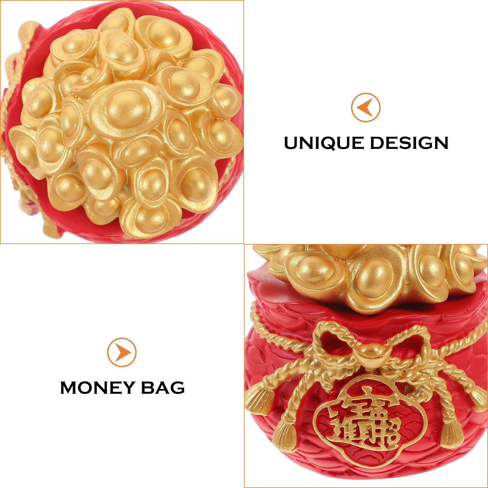 1 قطعة حقيبة المال الراتنج لطيف الكرتون محظوظ ديكور لسيارة مكتب المنزل مكتب سطح المكتب الزينة الحقيبة النمط الصيني