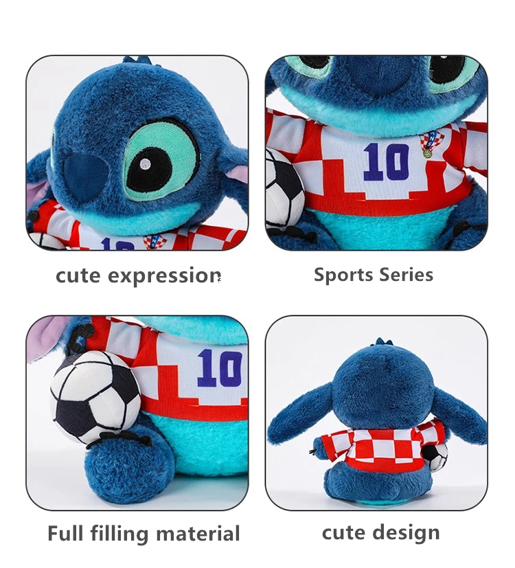 スティッチぬいぐるみフットボールシリーズ人形No.10フットボールリロ＆スティッチスーツブルー漫画かわいい睡眠仲間おもちゃ23cm