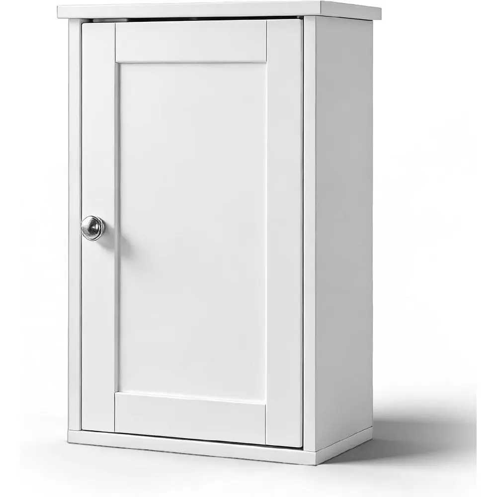 Bathroom Wall Cabinet, White Medicine Cabinet with Single Door, Small Over Toilet Storage Organizer with Adjustable Shel, Hangin
