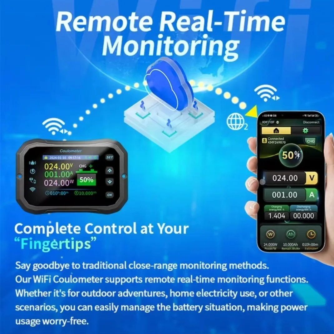 Km-f Série Wifi Remoto rv Coulomb Medidor Veículo Elétrico Bateria de Lítio Chumbo-ácido Bidirecional Km105f Km110f Km140f Km160f