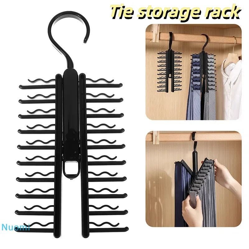 

Tie storage rack Adjustable Clothes hangers Rotating Household Tie Shelf Display rack Belt Silk Scarf Holder Cabinet Organizer