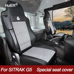 1 Pair Ice Silk Truck Lorry Leather Seat Cushion Cover for Cnhtc SITRAK G5 G7