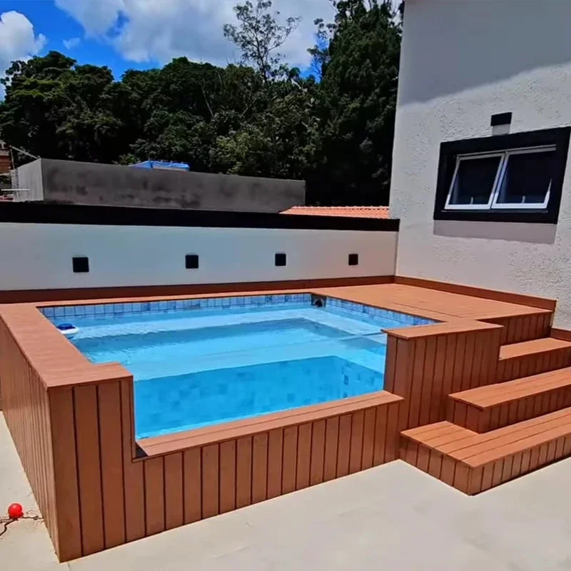 Комбинированный контейнерный бассейн — шикарный промышленный дизайн, глянцевое гелевое покрытие, устойчивое к коррозии, бассейн из стекловолокна со светодиодной подсветкой