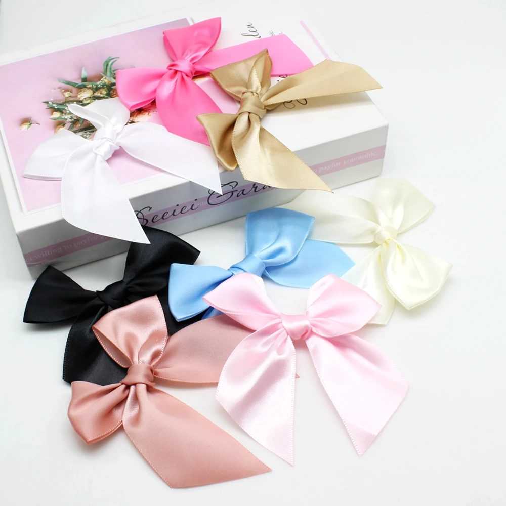 30PCS/lot 100mm Mix Color Ribbon Bows Handmade Flowers tie Sewing Accessories DIY Decoration Appliques Crafts