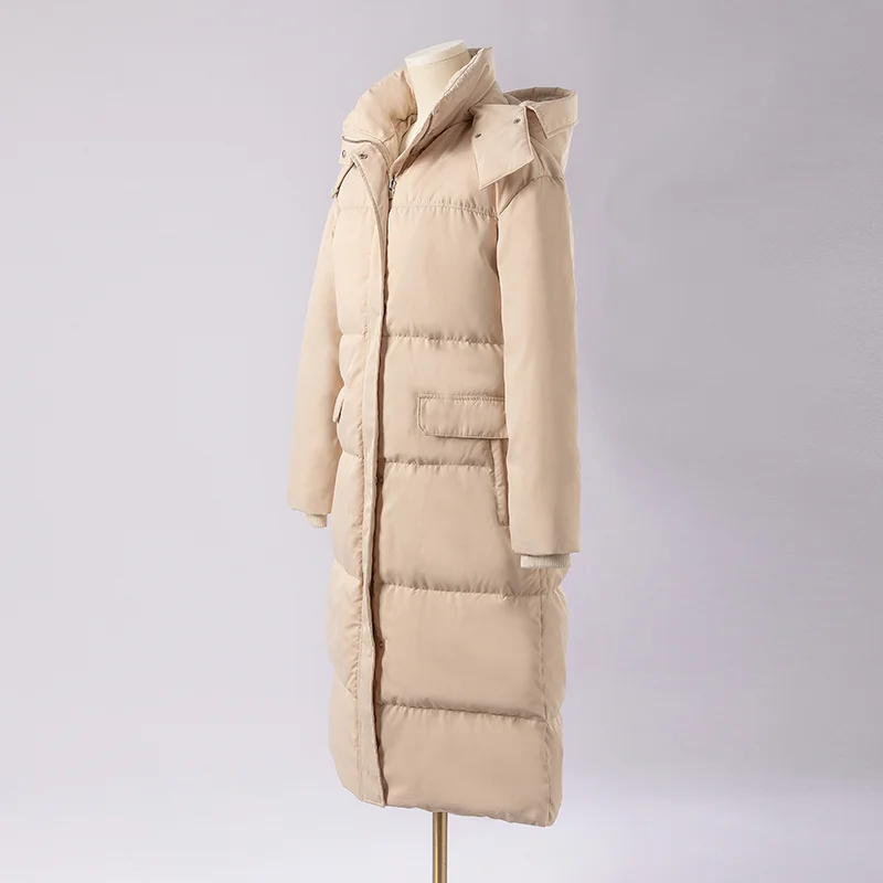 K1867L Luxury women\'s clothing winter 90% white Duck down coats Long hooded Puffer jackets Detachable cap