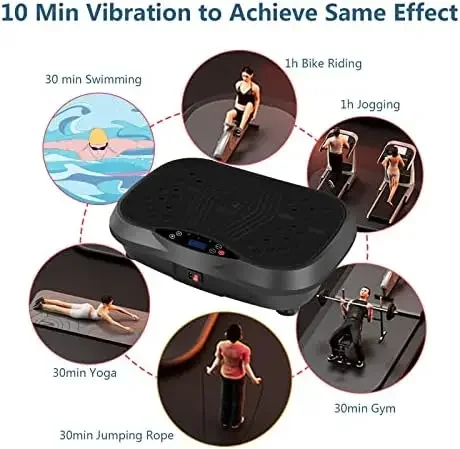 Vibration Plate Exercise Machine - Full Body Workout Vibration Platform with Loop Bands & Remote Control for Home Fitness & Weig