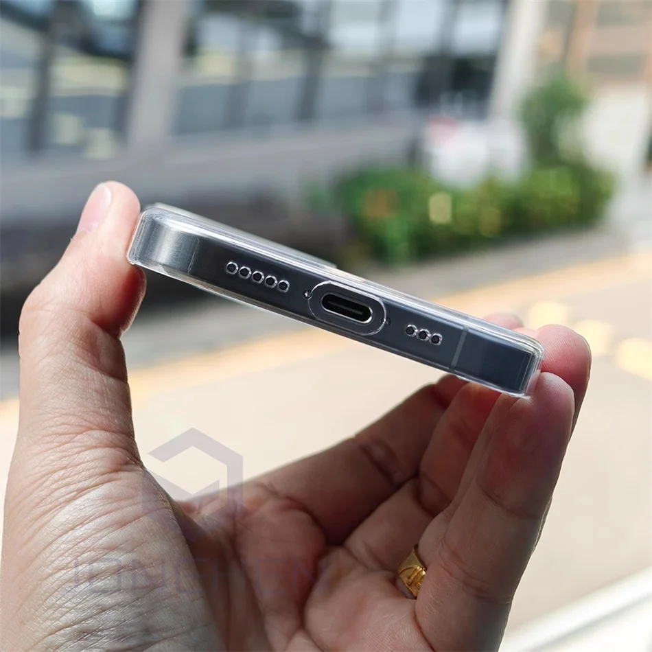 Coque rigide transparente Ultra fine pour iPhone 15 14 Plus 13 12 16 Pro Max, Charge sans fil Magsafe, couverture arrière transparente magnétique