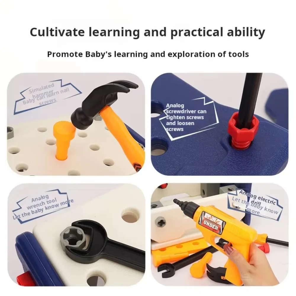 40/56/58Pcs Children's Play Repair Tool Set with Screwdrivers Electric Drill Pretend Tools Kit Plastic Construction Gift