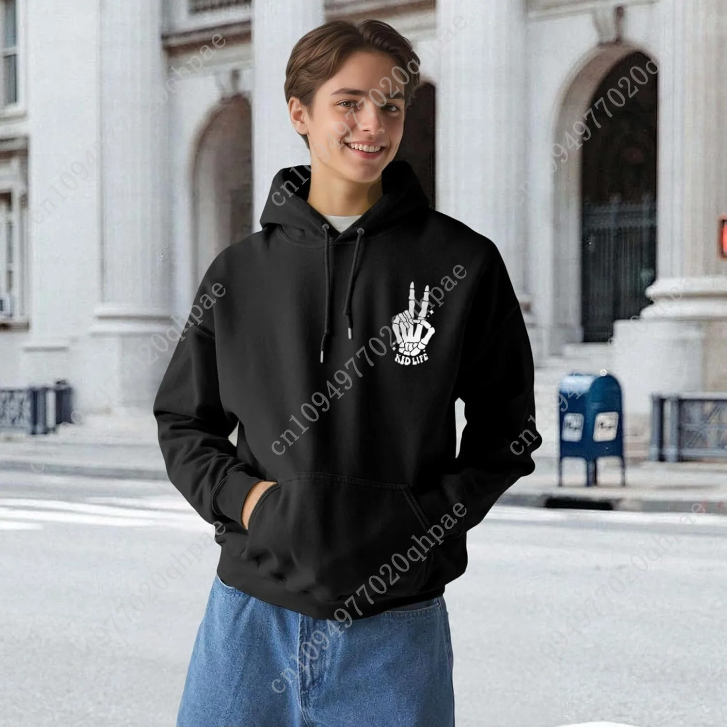 Boys Graphic Hoodies Funny Hooded Sweatshirt for Teen Boys Skeleton Printed Youth Boy Streetwear Pullover Hoodie