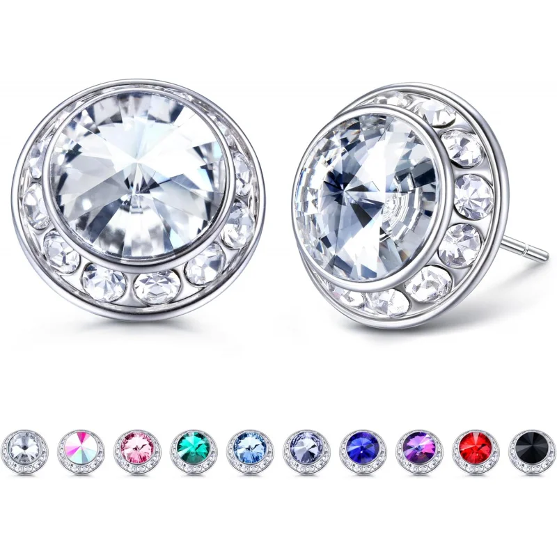 15mm Halo Crystal Hypoallergenic Sterling Silver Post Stud Earrings - Ideal for Rhinestone - Embellished Dance Competitions.