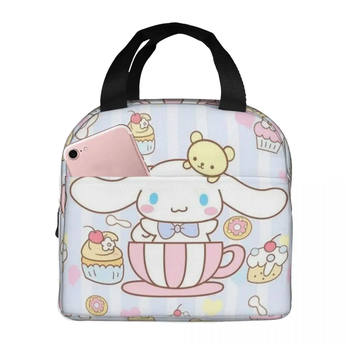 Cinnamoroll Sanrio Lunch Bags Insulated Bento Box Portable Lunch Tote Picnic Bags Cooler Thermal Bag for Woman Children Office