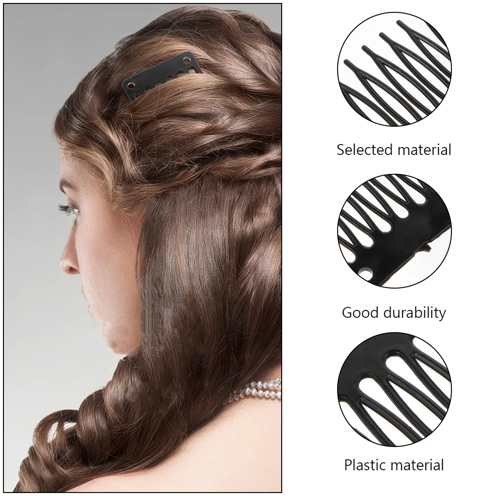 

100 Pcs Hair Extension Clip Clips for Extensions with Net Barrette Cap Wigs Black Plastic