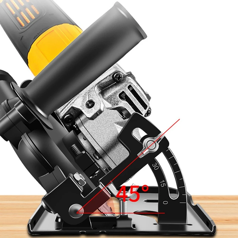 ●45°Adjustable Cutting Depth Positioning Bracket Angle Grinder Retrofit Cutting Machine Slotting Base for 100-125MM