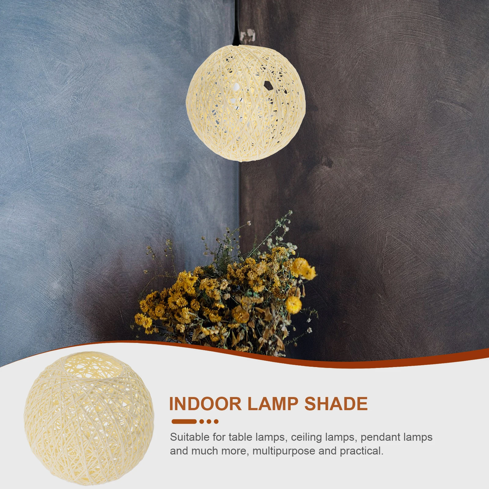 

Rattan Ball Lampshade Hanging Light Shade For Ceiling Pendant Lamp Dust Protector Indoor Home Decoration Lighting