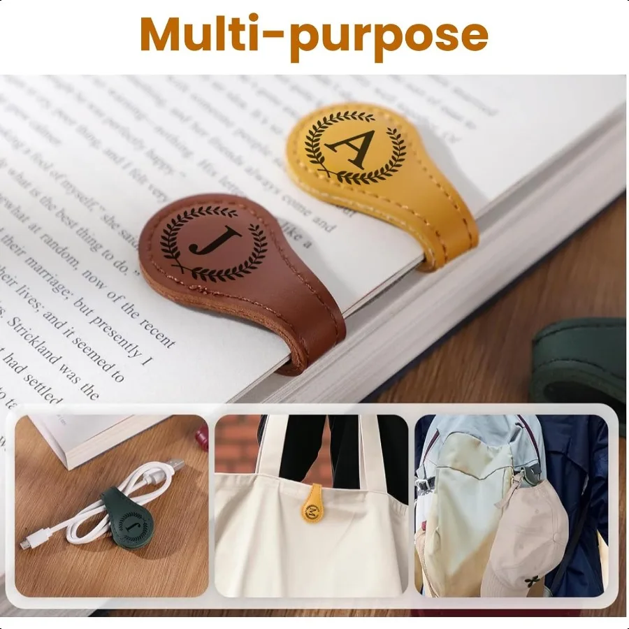 Personalized Magnetic Leather Bookmarks with Initial 26 Letters Custom Handmade Magnet Book Marks Clips Gifts for Reading Women