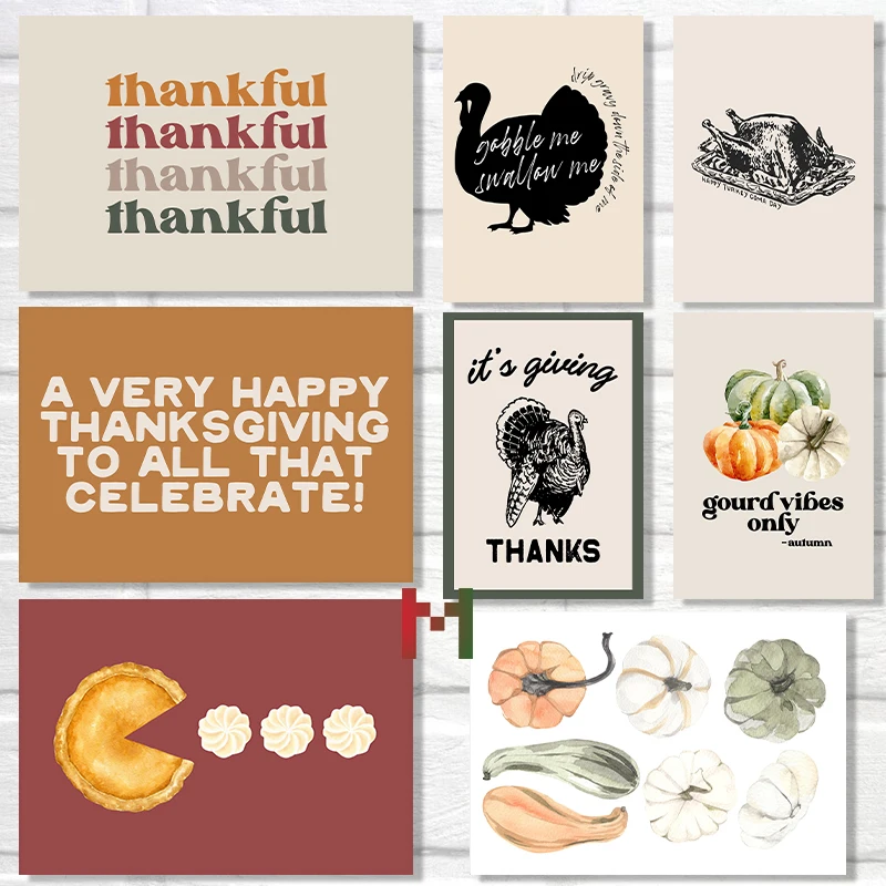 Thanksgiving Day Holiday Poster Funny Turkey Quotes Wall Art Prints Canvas Prints Set Warm Home Decoration Thanksgiving Decor