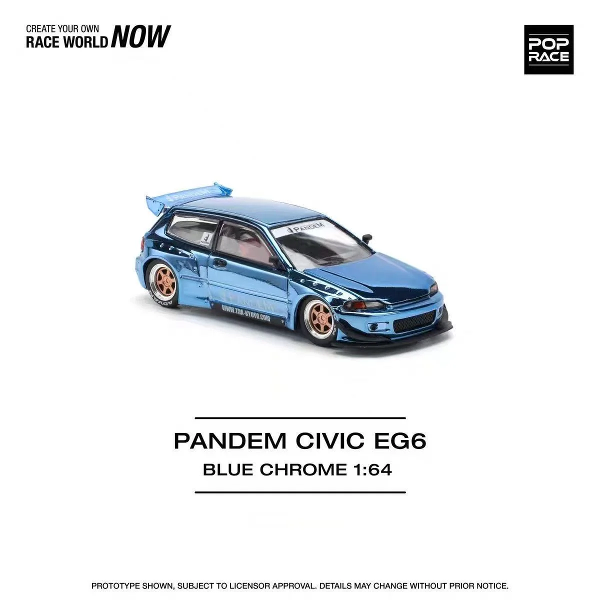 مجموعة نماذج سيارة POPRACE 1 64 PR640206 Pandem Civic EG6 المطلية باللون الأزرق في المخزون الآن #2