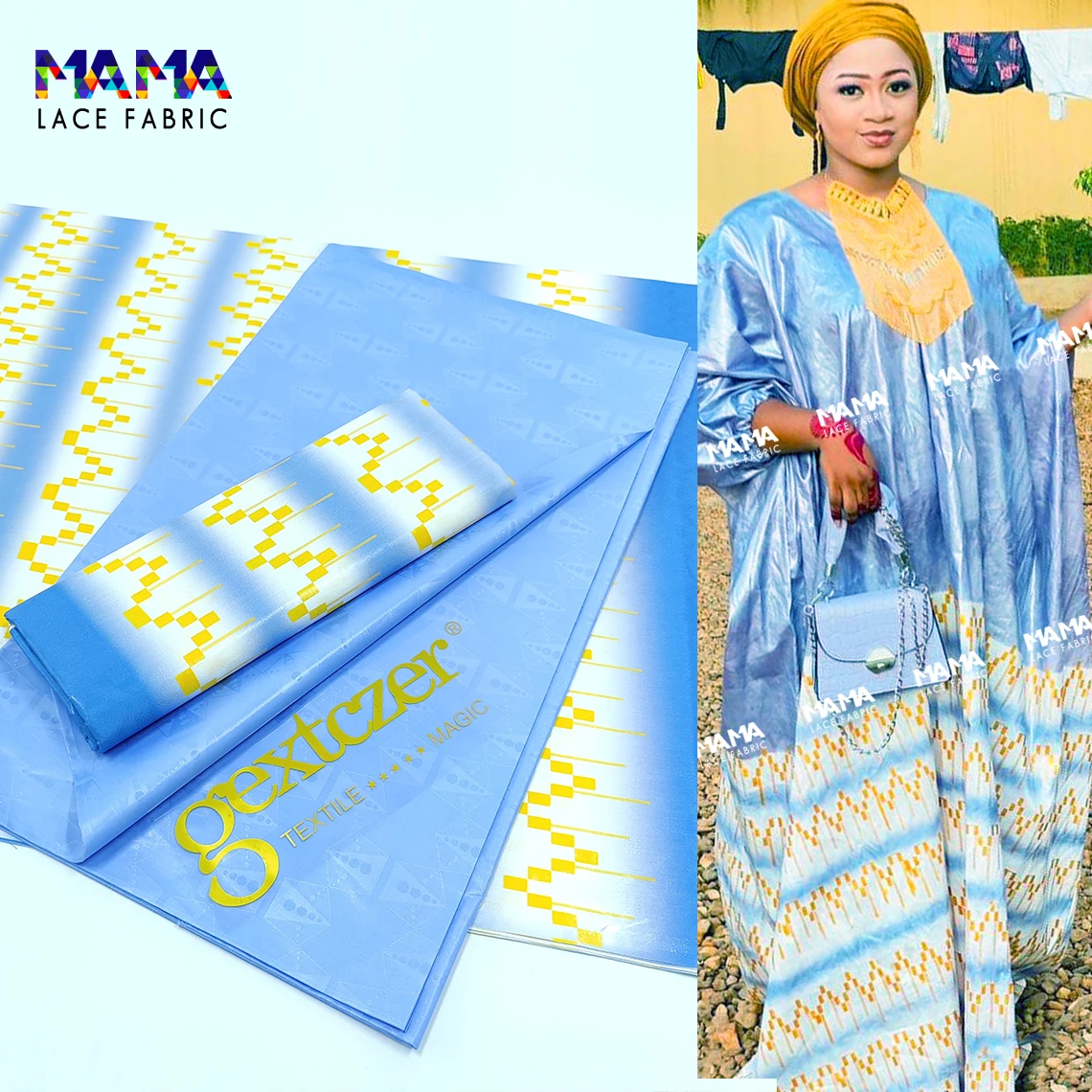 

New Fashion 2.5+2.5 Yards Bazin Riche Jacquard With Plain Basin For African Noble Lady Traditional Wedding Dress Laces Material