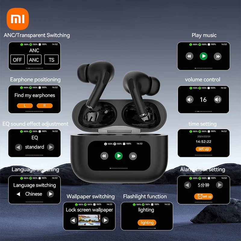 XIAOMI G4 kablosuz Headsest ANC dokunmatik ekran TWS Bluetooth5.3 kulaklık YX30 gürültü iptal kulaklık için Mic ile Android iOS