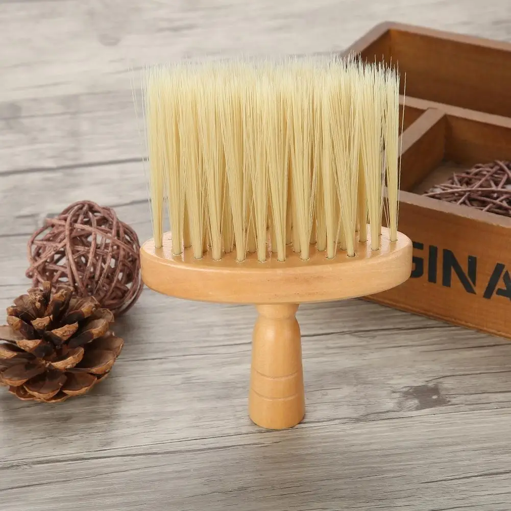 1PC Soft Wooden Hair Dust Brush for Salon & Home Cleaning - Neck & Face Hairdressing Tool