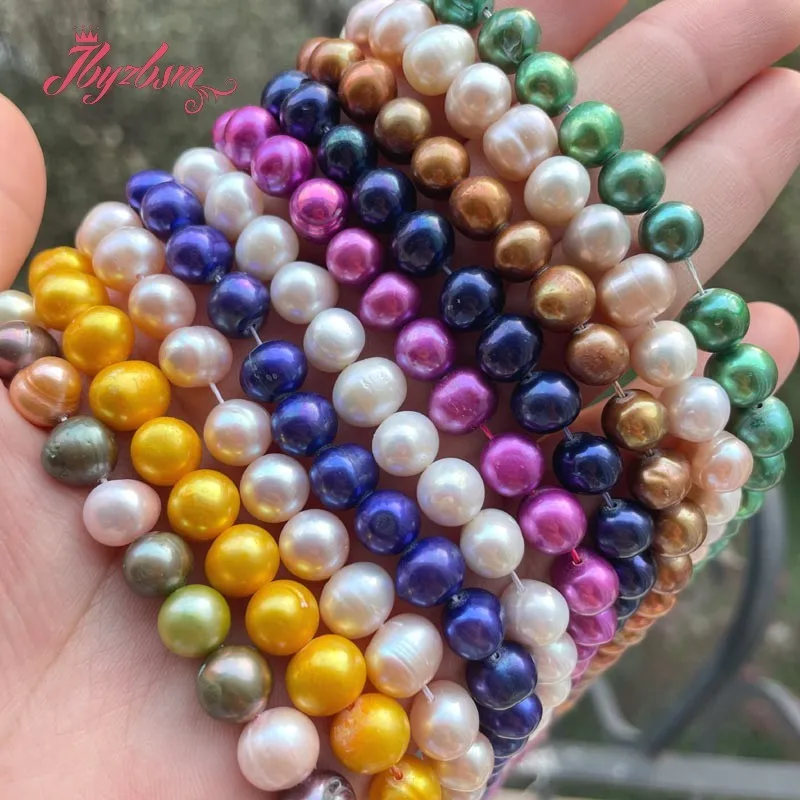 

8-9mm Nearround Multicolor Natural Freshwater Pearl Loose Beads for Women DIY Necklace Bracelet Earring Rings Jewelry Making 15"