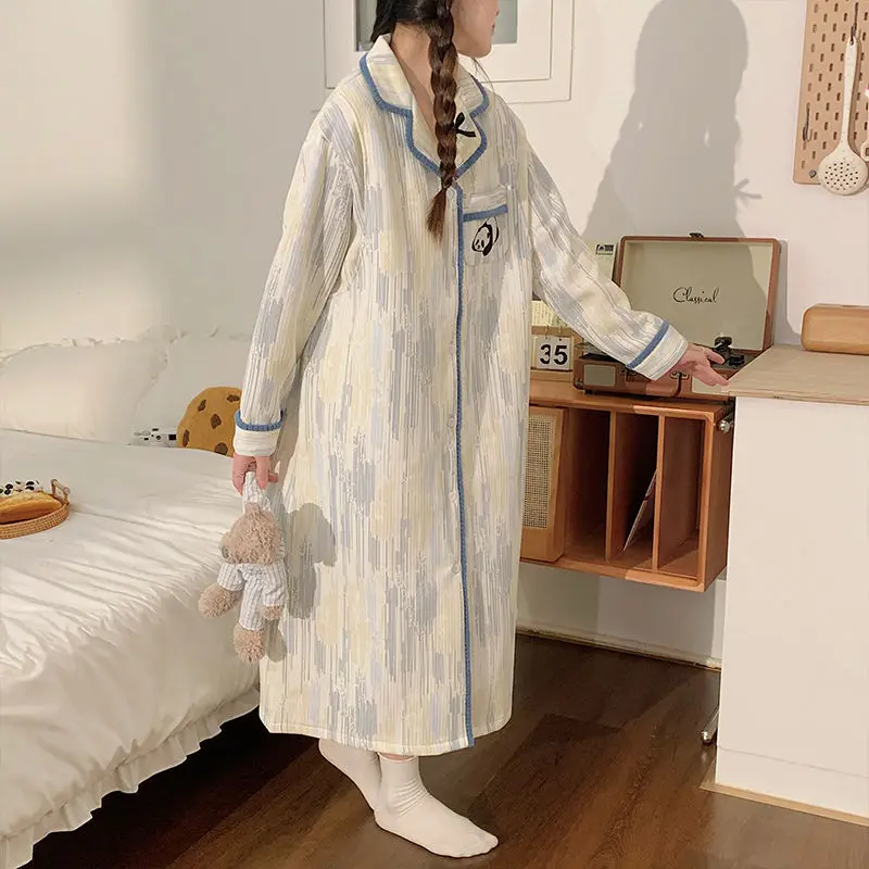 

Maternity Birth Dress To Be Born Maternal Breastfeeding Nursing Nightgown Thickened Air Cotton Long Skirt Womens Sleepwear