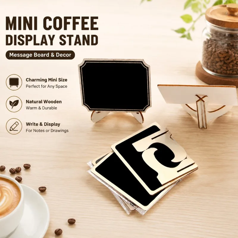 Creative Wooden Craft Coffee Shaped Ornament Restaurant Display Sign Message Notice Board Household Drawing Writing Pad Desktop