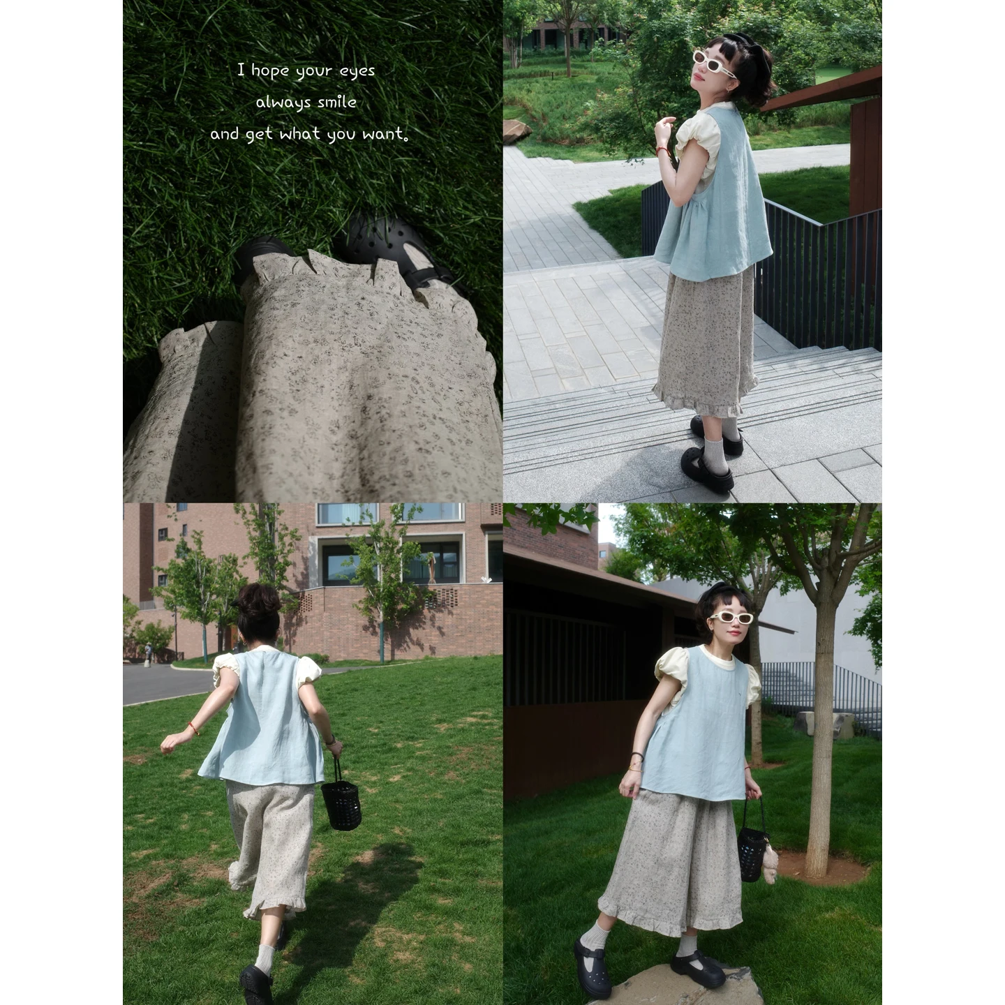 

Slimming Casual Pants High Waist Trousers Korean Sle Loose Fit Floral Print fiti Small Flowers Eighteen Lengths Wide Leg