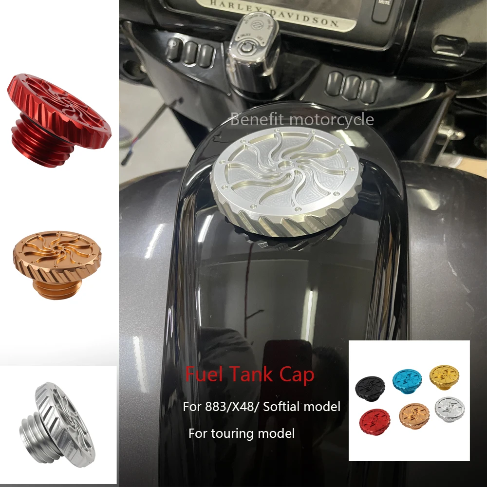 For Harley Sportster XL883 XL1200 Dyna Softial CVO Road Glide Street Glide Motorcycle Aluminum Fuel Tank Cap Oil Tank Gas Cover