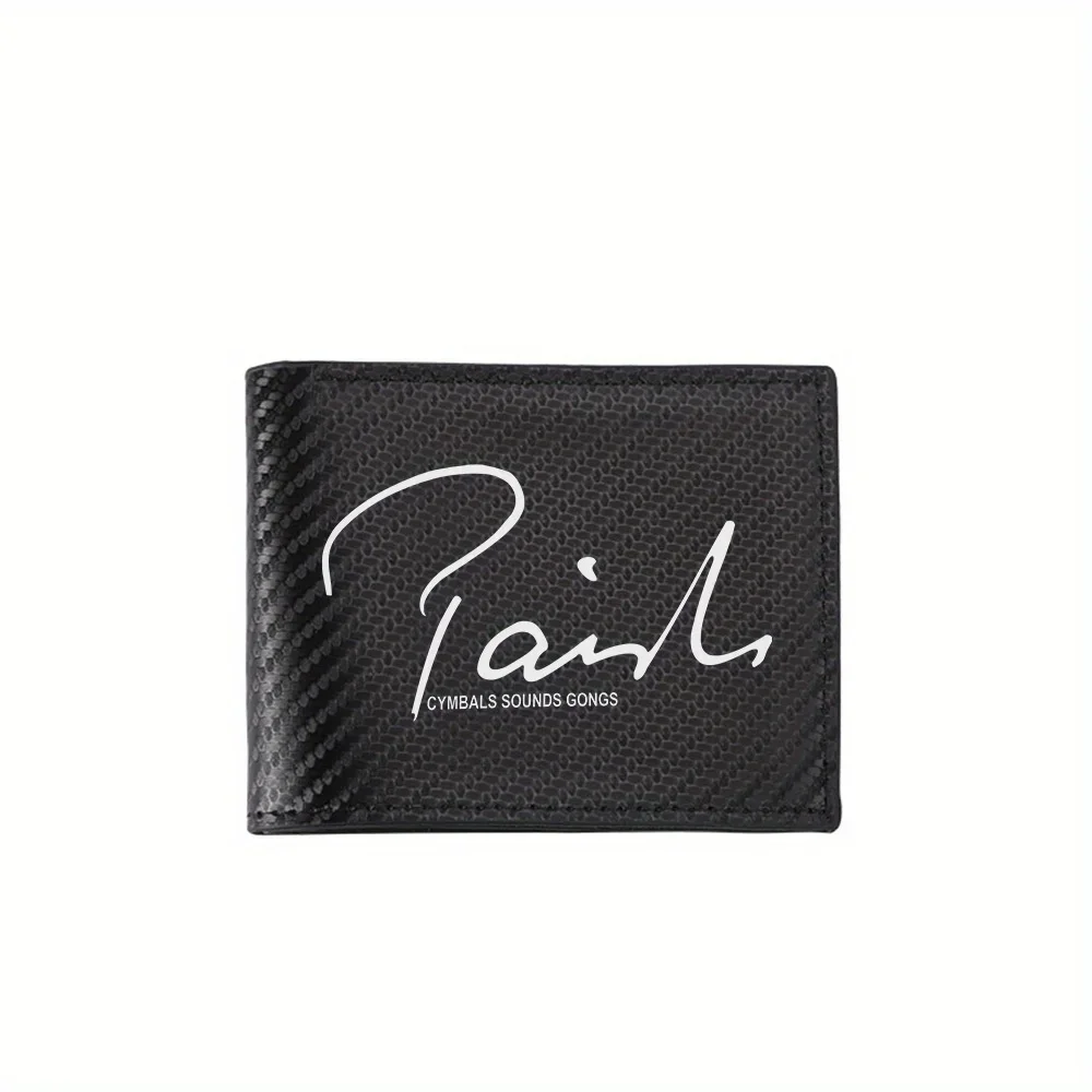 White stylish signature brand logo on black Men's Wallets Simple Business Modern Stylish Printing Design Gifts For Father Boyfri
