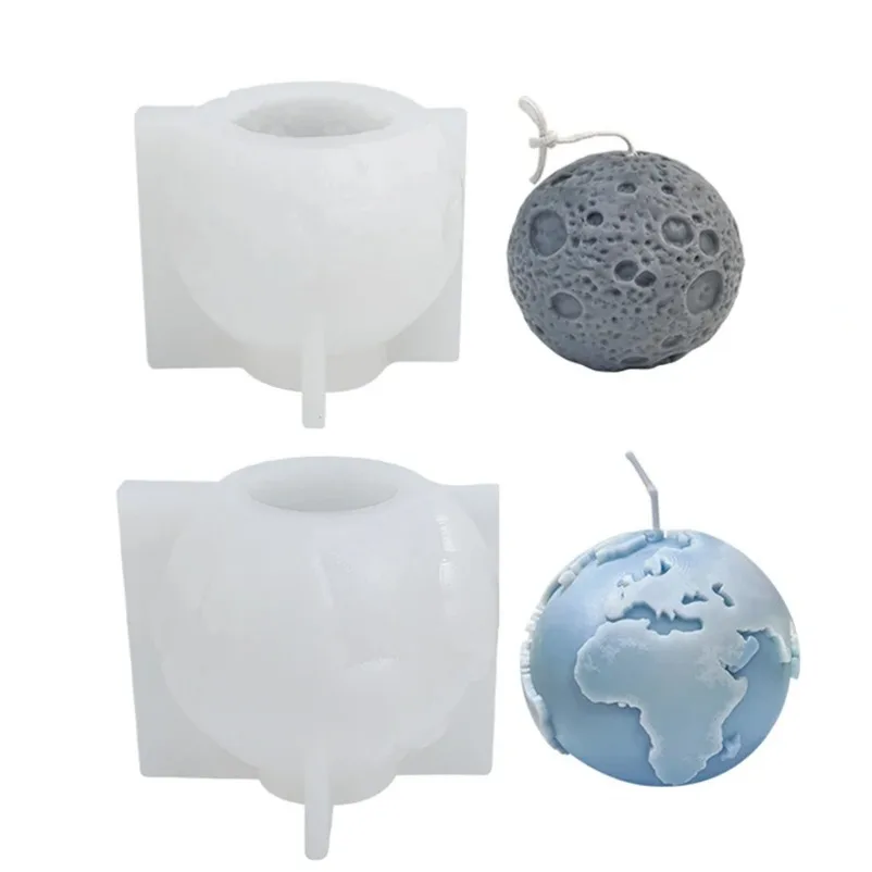 3D Earth Moon Silicone Candle Mold DIY Planet Crafts Resin Plaster Casting Molds Handmade Soap Making Tools Home Decor Gifts
