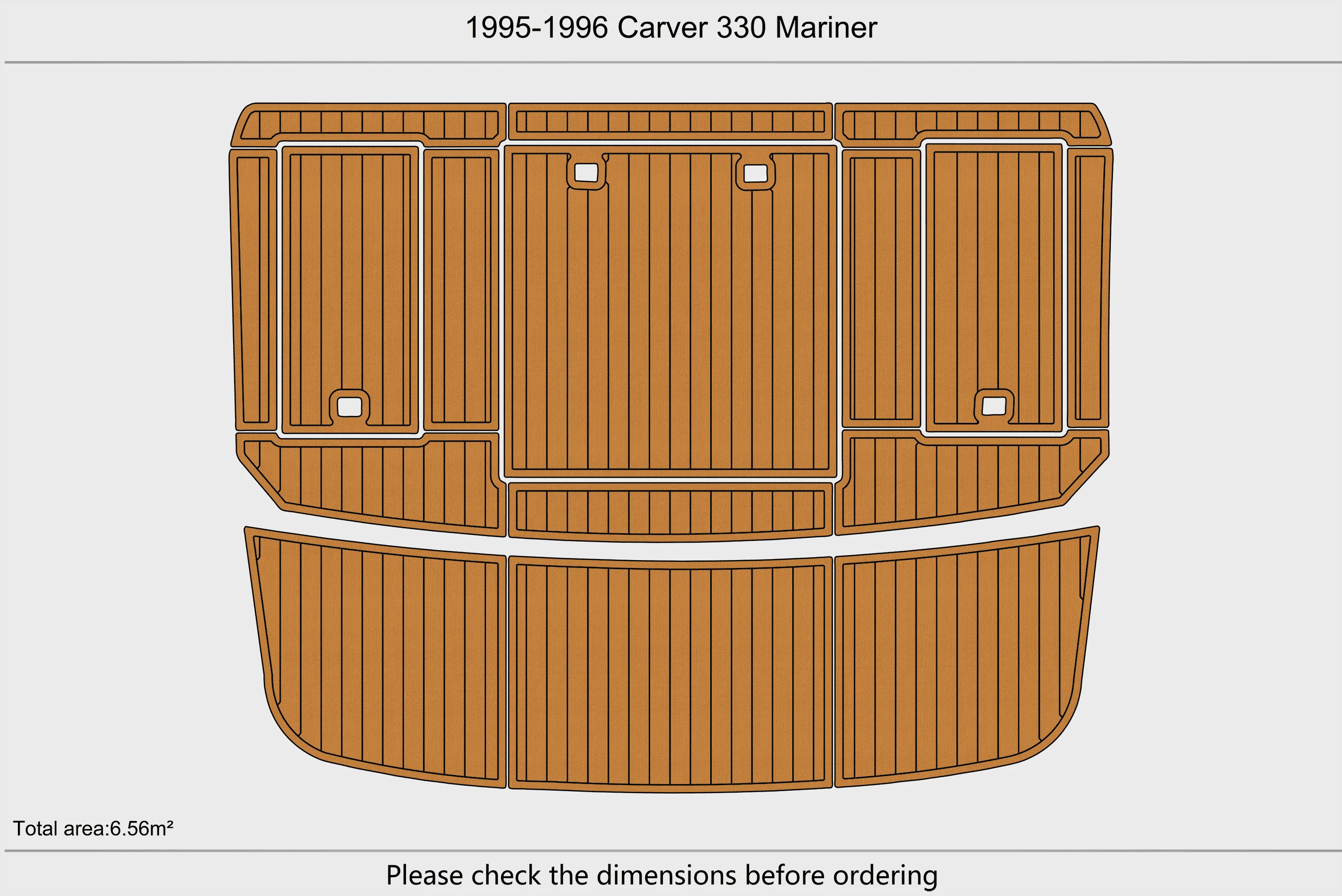 Non-Slip EVA Faux Teak Marine Mat Self-Adhesive 6mm Yacht Cockpit Pad for 1995-1996 Carver 330 Mariner Boat Decking Easy Install