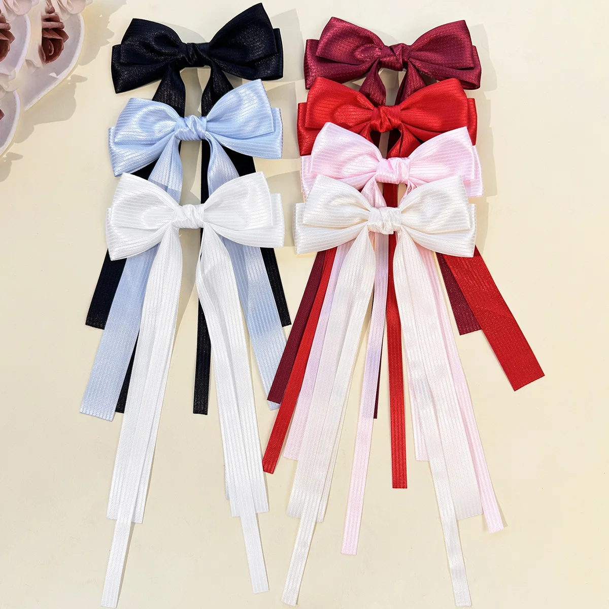 30pc-satin-ribbon-bow-hair-clips-with-long-tassel-striped-prints-elegant-side-hairgrips-for-ladies-women-girls-hair-accessories
