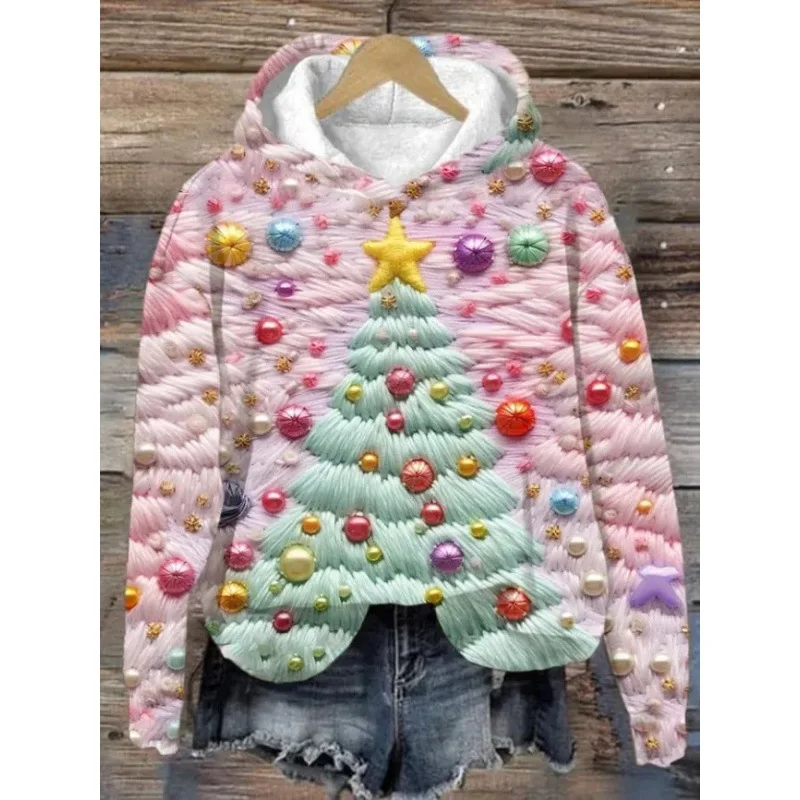 Unisex casual top 3D-print grappige kerstman hoodies lelijke schattige cartoon kersttrend trui sneeuwpop sterren vakantie sweatshirt
