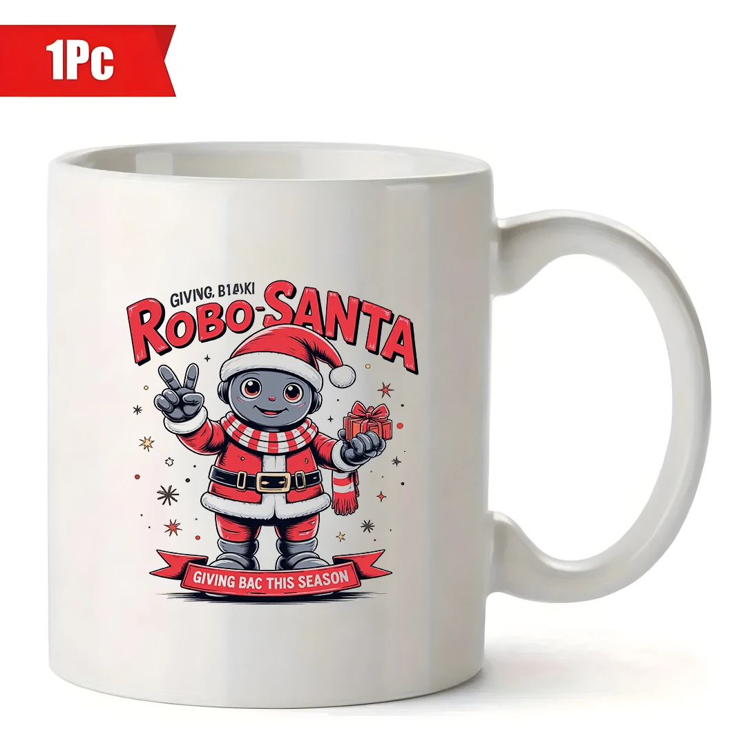 11oz Santa Claus Robot Mug + Cartoon Santa Claus Cup Christmas Gift Kids Cup Family Office Coffee Cup