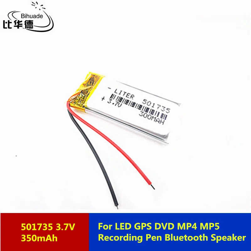 Liter energy battery 3.7V 350mah 501735 Lithium Polymer LiPo Rechargeable Battery For LED GPS DVD MP4 MP5 Recording Pen Bluetoot