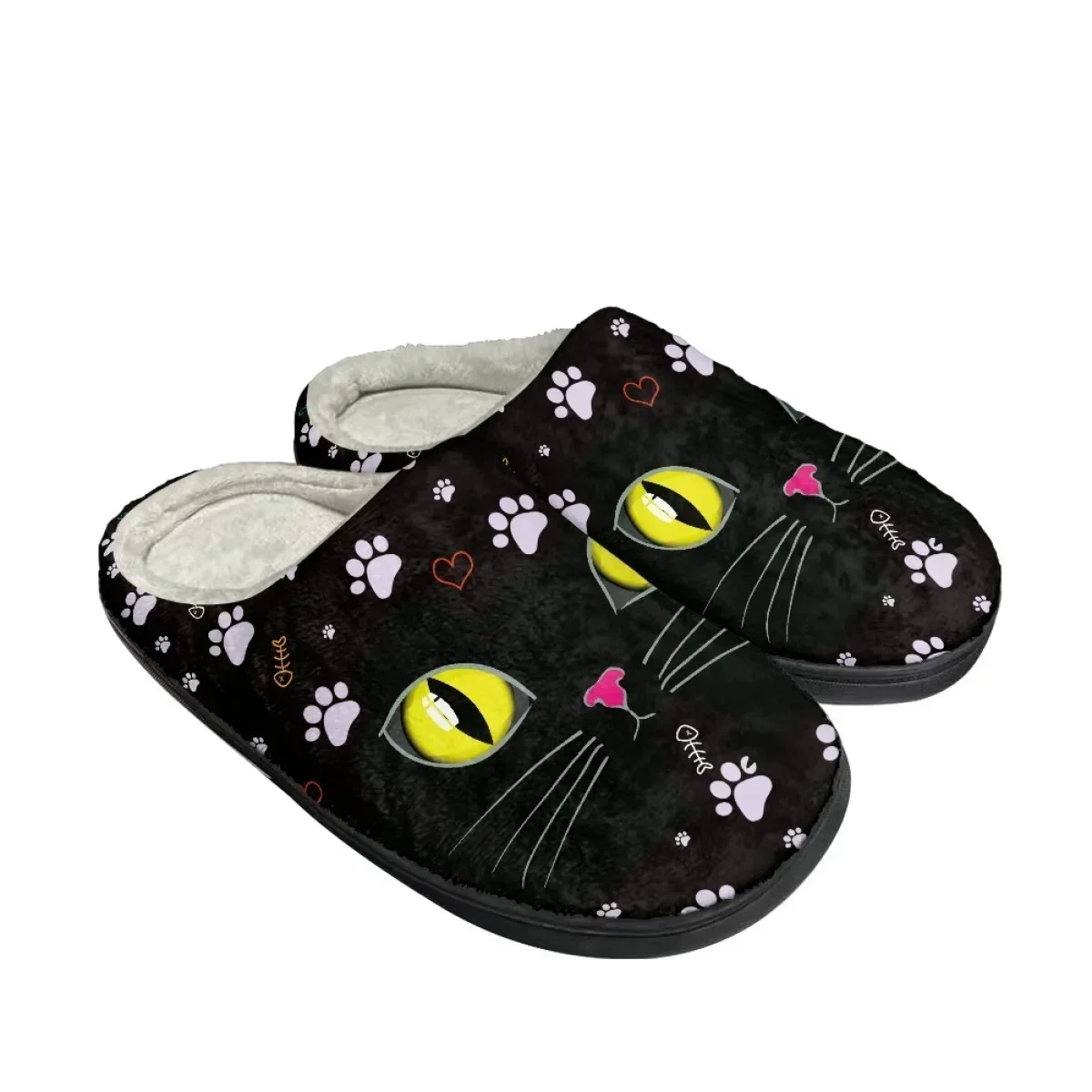 Fashion Cat Design Women Home Slippers Bedroom Couple Flats Cotton Slipper Zapatos Autumn Winter Warm Cozy Men's Comfy Footwear - view 2