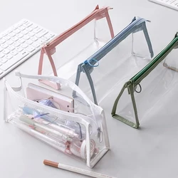 Transparent Pencil Case Large Capacity Simple Pen Bag Kawaii Cosmetic Bag School Study Stationery Office Supplies