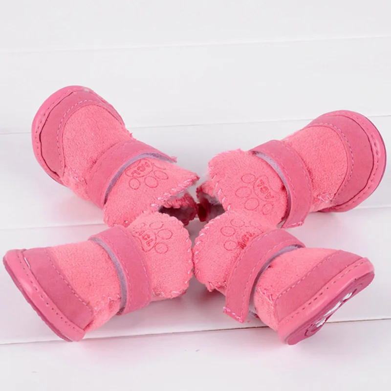 4 قطعة/المجموعة الشتاء الدافئة كلب أحذية المضادة للانزلاق للكلاب الصغيرة المتوسطة جرو المطر الثلوج الأحذية الأحذية القط الكلب المشي أحذية رياضية #3